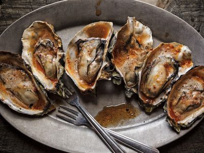Oysters with BBQ Bourbon Chipotle Butter
