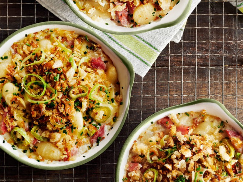 Ham and Leek Baked Gnocchi